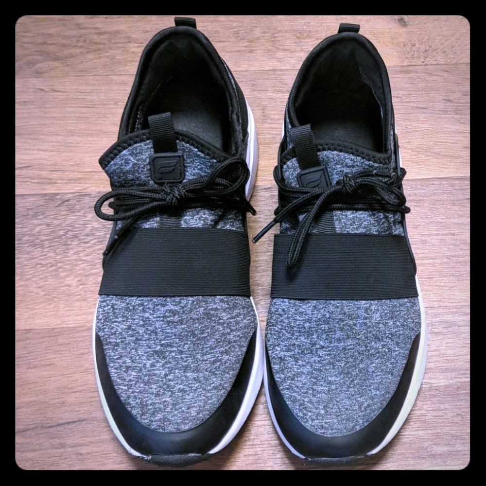 Black and gray athletic shoes.